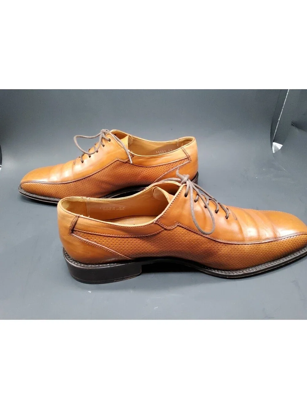 Pertini Leather Dress Shoes Square Toe Lace Up Brown 16686 Spain Men's Sz US 10